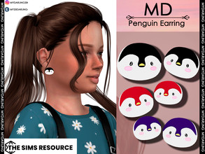 Sims 4 — Penguin Earring Child by Mydarling20 — new mesh base game compatible all lods all maps 6 colors