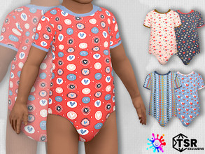 Sims 4 — Toddler All Hearts Onesie by Pelineldis — Five cute onesies with hearts prints. Can be found in the Tops/T-Shirt