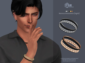 Sims 4 — Remus bracelets right by sugar_owl — Leather and metal bracelets for male sims. 5 swatches: gold, silver,