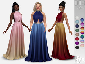 Sims 4 — Jupiter Gown by Sifix2 — A flowing open back gown with gold embellishments. Comes in 15 colors, including 7