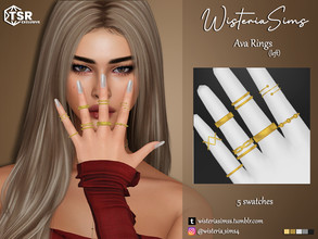 Sims 4 — Ava Rings (left) by WisteriaSims — **FOR WOMAN **NEW MESH *TEEN TO ELDER - Rings Category (left) - 5 swatches -