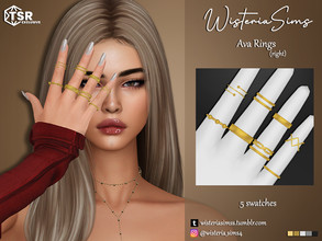 Sims 4 — Ava Rings (right) by WisteriaSims — **FOR WOMAN **NEW MESH *TEEN TO ELDER - Rings Category - 5 swatches - Base