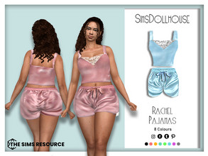 Sims 4 — Rachel Pajamas by SimsDollhouse — Silk pajamas in soft pastel colours with lace details for Sims 4 teens to