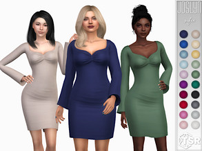 Sims 4 — Joslyn Dress by Sifix2 — A bell sleeve pencil dress. Comes in 20 colors for teen, young adult and adult sims.
