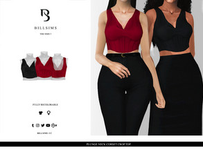 Sims 3 — Plunge Neck Corset Crop Top by Bill_Sims — This top features wide shoulder straps, a plunge cowl neckline and a