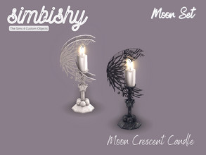Sims 4 — Moon Crescent Candle by simbishy — A crescent moon candle holder & candle dipped in glitter.