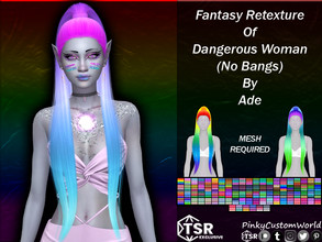 Sims 4 — Fantasy Retexture of Dangerous Woman (No bangs) hair by Ade by PinkyCustomWorld — Super long up-do alpha