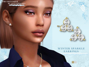 Sims 4 — Winter Sparkle Earrings by Glitterberryfly — A simple diamond earring set in gold or silver. 
