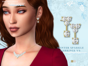 Sims 4 — Winter Sparkle Earrings v2 by Glitterberryfly — A dangle earring featuring diamonds. Set in gold or silver