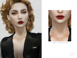 Sims 4 — SMILEY FACE NECKLACE by ZNsims — The design details of this accessory are: Smiley face, metal. 6 colors.