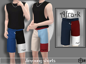 Sims 4 — Jinyoung shorts by akaysims — Color block shorts for male sims. Comes in 10 swatches