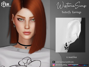 Sims 4 — Butterfly Earrings by WisteriaSims — **FOR WOMAN **NEW MESH *TEEN TO ELDER - Earrings Category - 16 swatches -