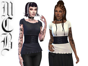 Sims 4 — Shirt with a Corset by MaruChanBe2 — Cute shirt with a corset <3 Two variations. 