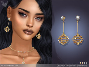Sims 4 — Clementine Drop Earrings by feyona — Clementine Drop Earrings come in 4 colors of metal: yellow gold, white