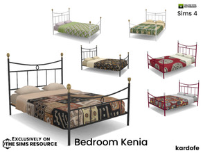 Sims 4 — kardofe_Bedroom Kenia_Bed by kardofe — Double bed, wrought iron, with tribal-inspired bedding, in six different