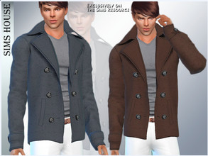 Sims 4 — MEN'S SHORT COAT by Sims_House — MEN'S SHORT COAT 6 options. Men's double-breasted short coat for The Sims 4.