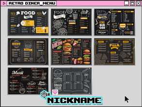 Sims 4 — retro diner_menu by NICKNAME_sims4 — retro diner deco set 10 package files. retro diner_tissue box&menu