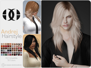 Sims 4 — Andrej Hairstyle by DarkNighTt — Andrej Hairstyle is a stylish, long hairstyle. 60 colors (20 Base Colors+10
