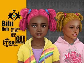 Sims 4 — Bibi Hair by GoAmazons — >Base game compatible hairstyle >Hat compatible >Child (both frames) >20 EA