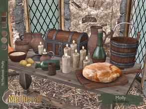 Sims 4 — Ye Medieval. Molly by soloriya — A set of decorative and functional objects for your medieval rooms. Includes 10