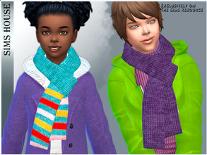 Sims 4 — CHILDREN'S KNITTED SCARF M/F by Sims_House — CHILDREN'S KNITTED SCARF M/F 12 options. Knitted scarf for kids and