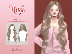 Sims 4 — MOJI HAIR - NEW MESH  by Nilyn — Mesh by Nilyn 30 Swatches All LOD Compatible HQ Compatible HAT Compatible
