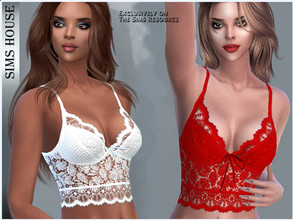 Sims 4 — BRALETTE WITH A BOW by Sims_House — BRALETTE WITH A BOW 6 options. Women's lace bralette with a bow for The Sims