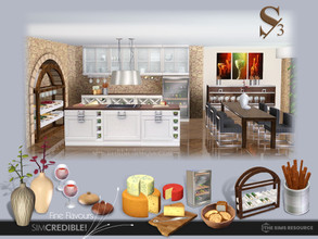 Sims 3 — Fine Flavours Kitchen by SIMcredible! — Fina Flavours is a set with a kitchen + dining combo. Thinking about a