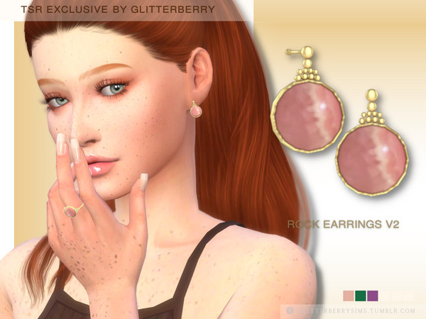 Sims 4 — Rock Earrings V2 by Glitterberryfly — Version 2 of the gold rock earrings. These earrings are a little bigger.