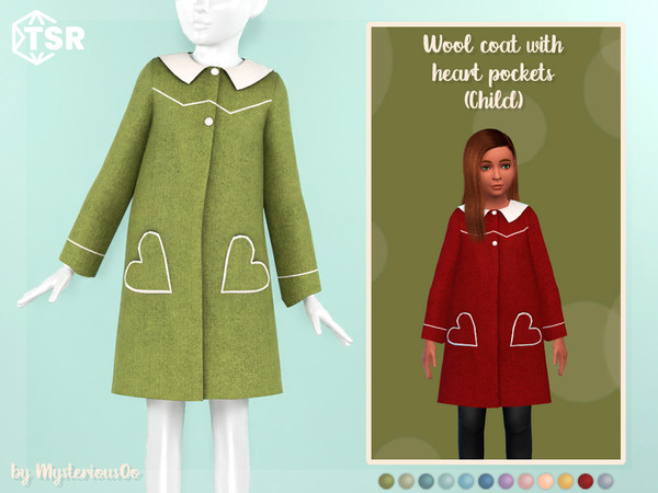 Sims 4 — Wool coat with heart pockets Child by MysteriousOo — Wool coat with heart pockets for kids in 12 colors