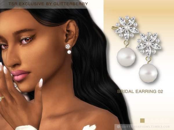 Sims 4 — Bridal Earrings 02 by Glitterberryfly — A gorgeous bridal styled earring in diamond and gold