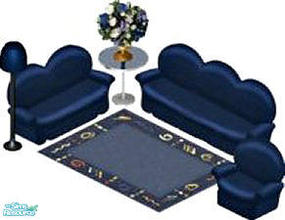 Sims 1 — DG Set by STP Carly — Includes: Sofa, Chair, Endtable, Lamp, Rug, Loveseat, Flowers