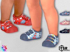 Sims 4 — Toddler All Hearts Sneakers by Pelineldis — Five cool sneakers with hearts prints,