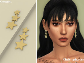 Sims 4 — Cosmos Earrings by christopher0672 — This is a fun pair of big dangling star charm earrings. 8 Colors New Mesh