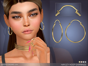 Sims 4 — Hayley Hoop Earrings by feyona — Hayley Hoop Earrings come in 4 colors of metal: yellow gold, white gold, rose