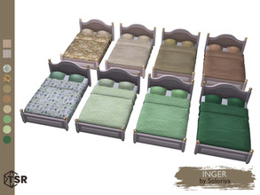 Sims 4 — Inger. Bed by soloriya — Double bed. Part of Inger set. 8 color variations. Category: Comfort - Beds.