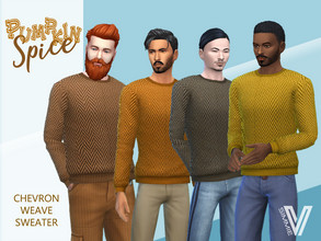 Sims 4 — Pumpkin Spice Chevron Weave Sweater by SimmieV — A comfy little pullover sweater in a bold chevron pattern.