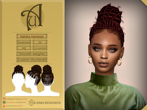 Sims 4 — Kalisha - Hairstyle by AurumMusik — Aaliyah - new locs bun hairstyle with lace bangs and little messy strands in
