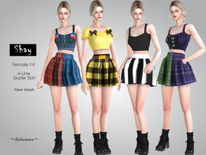 Sims 4 — SHAY - Skater Skirt by Helsoseira — Style : A-Line skater skirt Name : SHAY Sub part Type : Skirt Fashion Choice