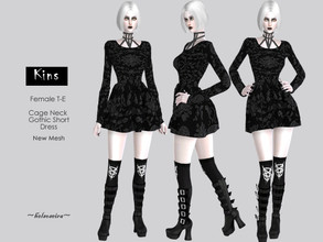 Sims 4 — KINS - Mini Dress by Helsoseira — Style : Cage neck gothic short dress Name : KINS Sub part Type : Short dress