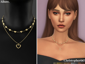 Sims 4 — Allure Necklace by christopher0672 — This is a set of layered necklaces with 1 long heart pendant necklace and 1