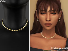 Sims 4 — Cyber Necklace by christopher0672 — This is a simple and adorable star-studded chain necklace. 21 Colors New