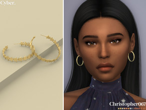 Sims 4 — Cyber Earrings by christopher0672 — This is a cosmic pair of big star-studded hoop earrings. 8 Colors New Mesh