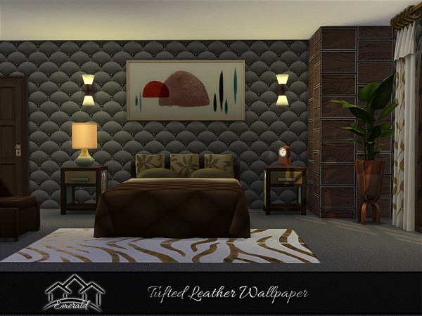 Sims 4 — Tufted Leather Wallpaper_S3 by Emerald — Comfortable, elegant leather!