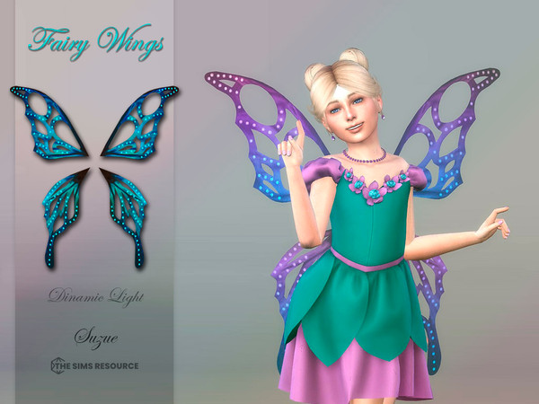 Sims 4 — Fairy Wings Child by Suzue — -New Mesh (Suzue) -15 Swatches -For Female and Male -Hats Category -HQ Compatible