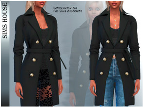 Sims 4 — WOMEN'S COAT WITH BELT by Sims_House — WOMEN'S COAT WITH BELT 6 options. Women's coat like top with gold buttons