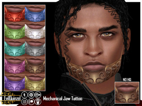 Sims 4 — Mechanical Jaw Tattoo by EvilQuinzel — Mechanical jaw available in 2 versions; one with a shiny effect and one