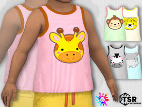 Sims 4 — Toddler Animal Head Tank - Needs SP Toddler by Pelineldis — Five cute tank tops with animal head print.