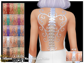 Sims 4 — Mechanical Spine Tattoo by EvilQuinzel — Mechanical spine available in 2 versions; one with a shiny effect and