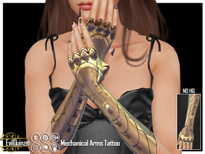 Sims 4 — Mechanical Arms Tattoo by EvilQuinzel — Mechanical arms available in 2 versions; one with a shiny effect and one